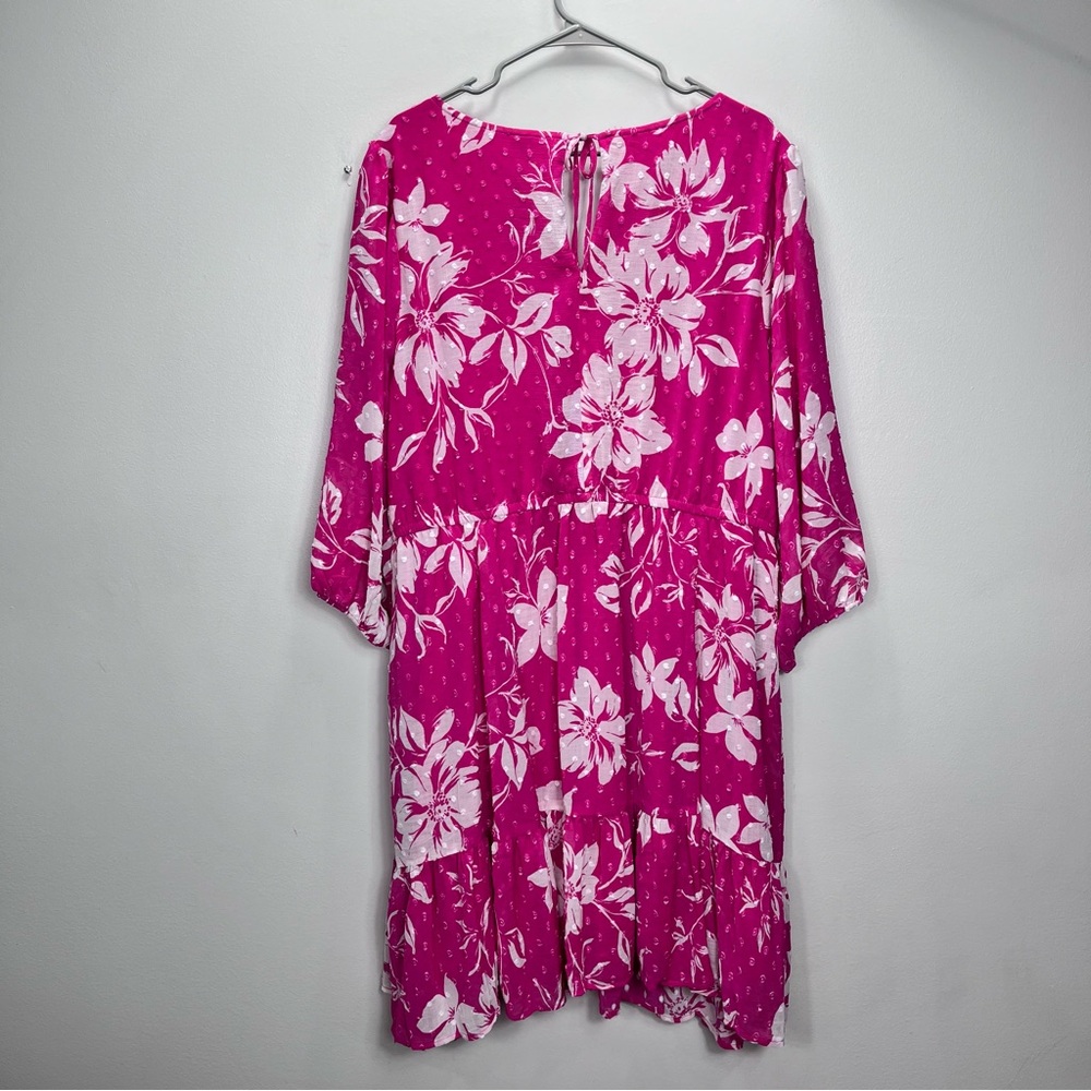 NWT Torrid Pink White Floral Clip Swiss Dot Pockets Dress Size 3X - Picture 9 of 14